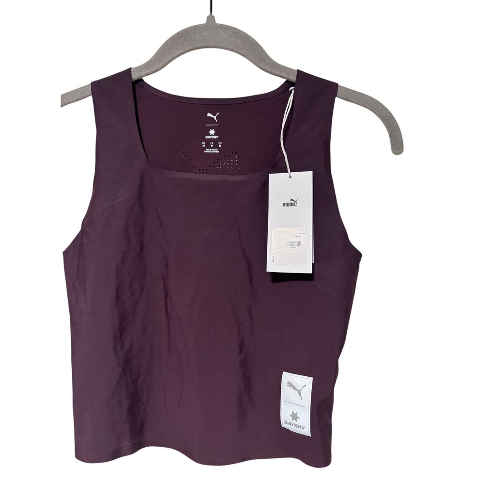 Puma Saysky Purple Sleeveless Athletic Crop Top XS - Picture 2 of 7
